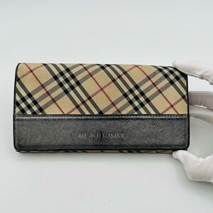Burberry Beige and Black Check Wallet